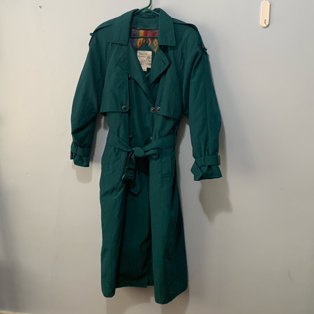 Classic Women's Teal Trench Coat with Belt